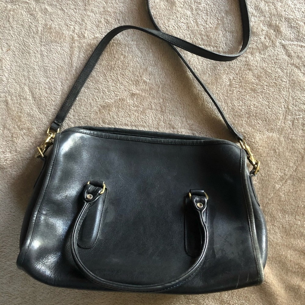 Coach black leather crossbody handbag